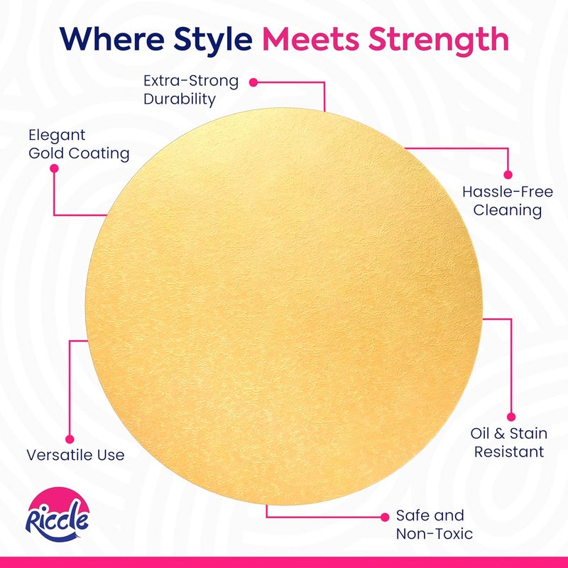 RICCLE 10 Inch Single Gold Cake Drum - Smooth-Edged Pack of 1 - Sturdy Boards Round - Bend Resistant Multi-Layered Base for Minimalist Displays - Image 5